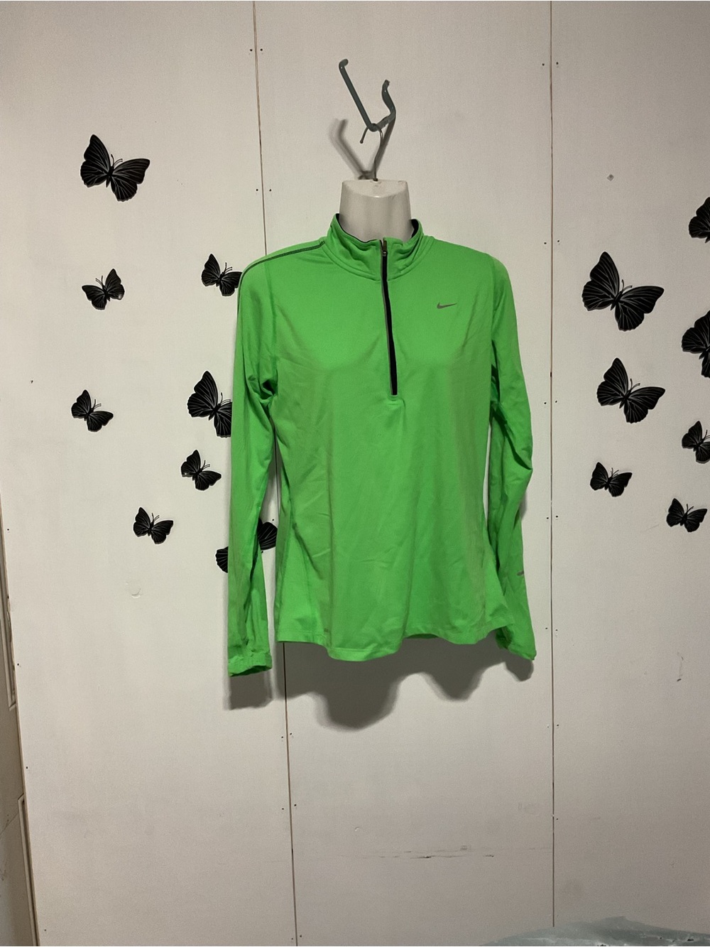 Nike Women's Bright Green Long-Sleeve Quarter Zip Training Top